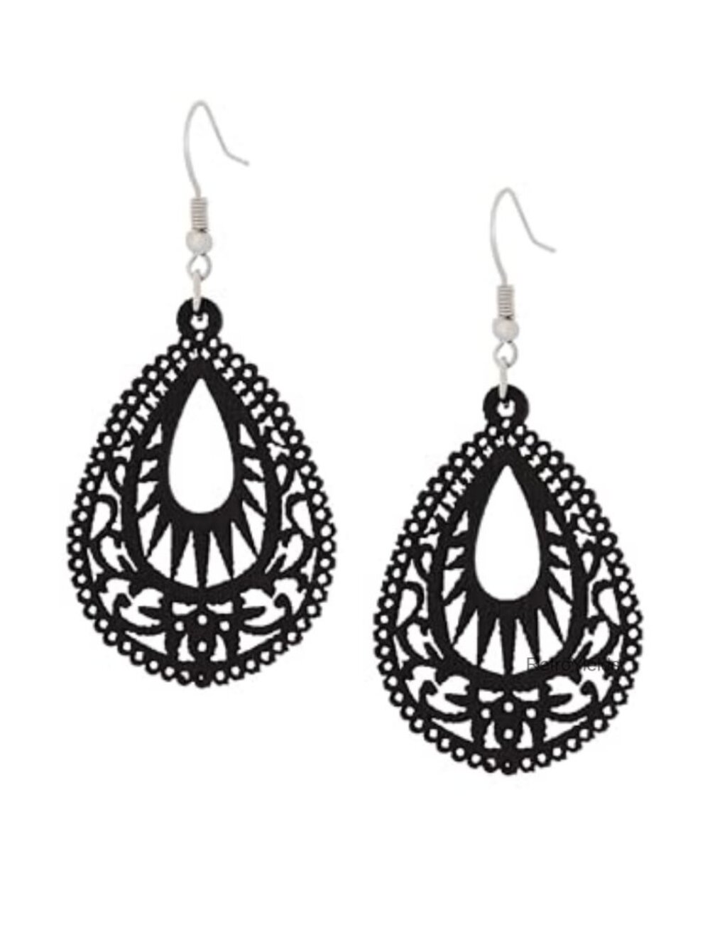 Bohemian Hollow Cut-Out Wood Leather Dangle Drop Earrings